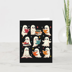 Ghost Reading Teacher Halloween Costume Librarian Card