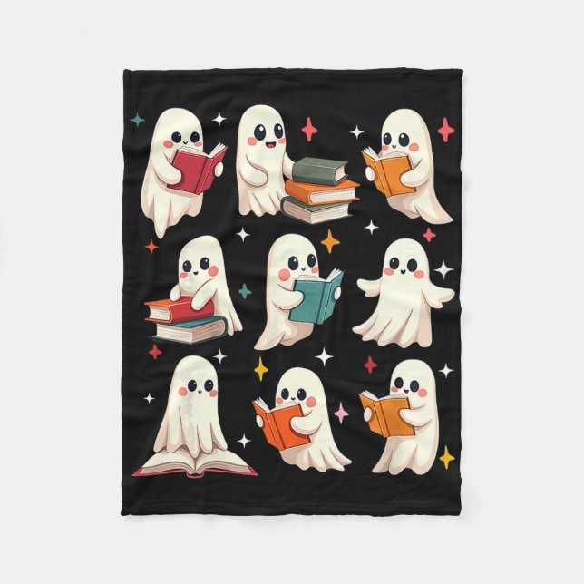 Ghost Reading Teacher Halloween Costume Librarian  Fleece Blanket (Front)