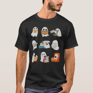 Ghost Reading Teacher Halloween Librarian Book T-Shirt
