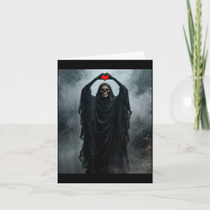 Ghost red heart hand scary face horror poster card