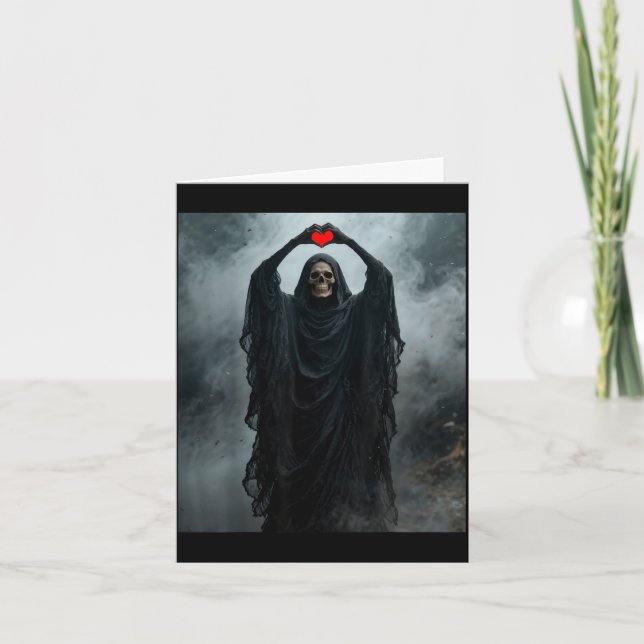 Ghost red heart hand scary face horror poster card (Front)