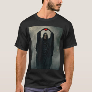 Ghost red heart hand scary face horror poster T-Shirt