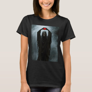 Ghost red heart hand scary face horror poster T-Shirt