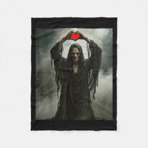 Ghost red heart hands scary face halloween fleece blanket
