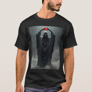 Ghost red heart hands scary face halloween T-Shirt