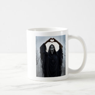 Ghost Red Heart Hands Y Face Halloween Valentines  Coffee Mug