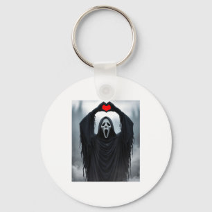 Ghost Red Heart Hands Y Face Halloween Valentines  Key Ring