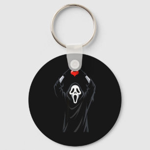 Ghost Red Heart Hands Y Face Halloween Valentines  Key Ring
