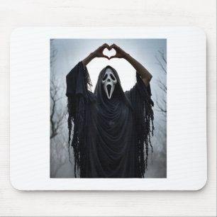 Ghost Red Heart Hands Y Face Halloween Valentines Mouse Pad