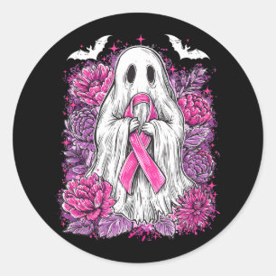 Ghost Ribbon Breast Cancer Awareness Halloween Flo Classic Round Sticker