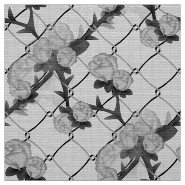 Ghost Rose Climbing a Chain Link Fence Seamless Pa Fabric (Swatch)