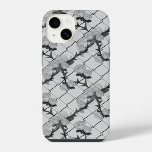 Ghost Rose Climbing a Chain Link Fence Seamless Pa iPhone 14 Case