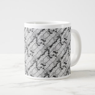 Ghost Rose Climbing a Chain Link Fence Seamless Pa Large Coffee Mug
