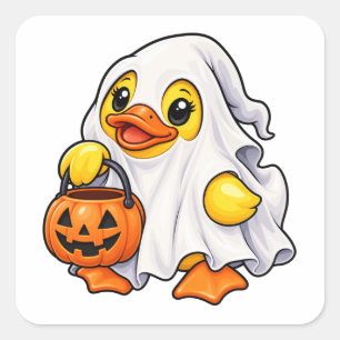 Ghost Rubber Duck Trick or Treat Halloween Square Sticker