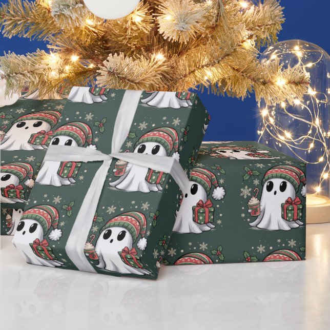 Ghost Santa Christmas Holiday Xmas Halloween Ghost Wrapping Paper (Holidays)