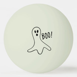 Ghost Saying Boo Black Outline on Glow-in-the-Dark Ping Pong Ball
