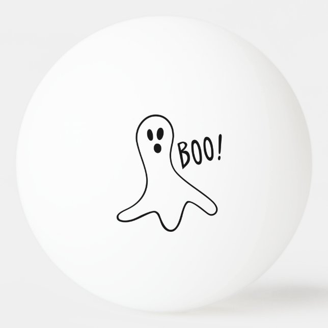 Ghost Saying Boo Black Outline on Ping Pong Ball (Front)