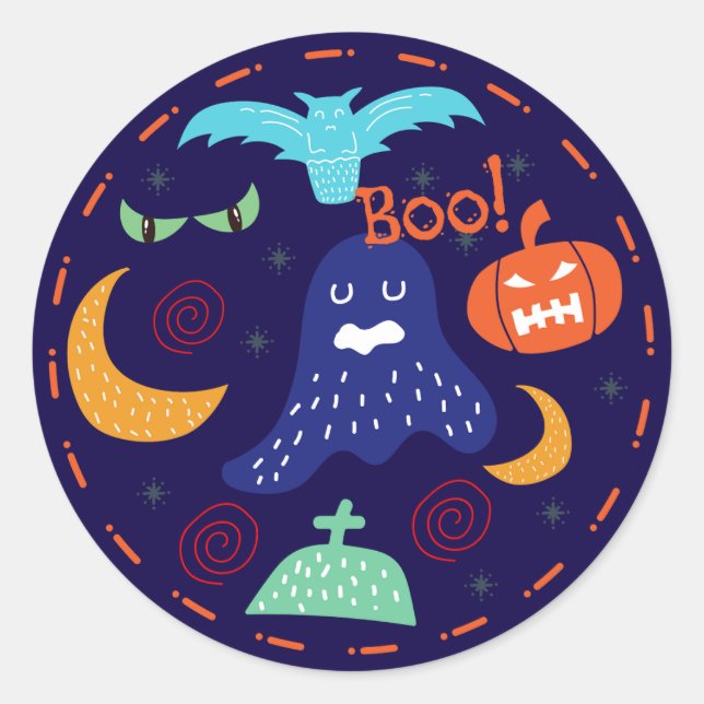 Ghost saying boo funny halloween  classic round sticker (Front)
