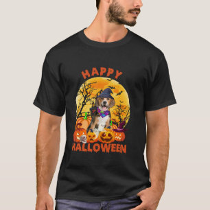 Ghost Scary Pumpkin Moon Witch Beagle Dog Happy Ha T-Shirt