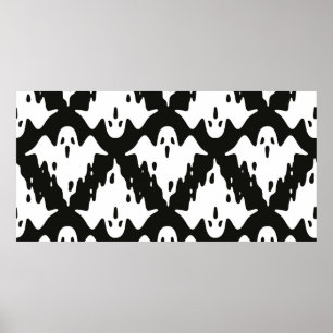 Ghost seamless pattern Halloween spooky vintage fl Poster