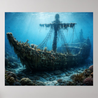Ghost Ship in the Abyss Poster