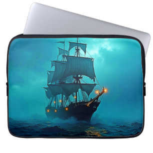Ghost Ship on the Stormy Seas Design Laptop Sleeve