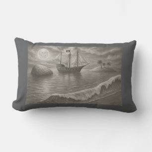 Ghost Ship Pirate – Nautical Moonlit Ocean Lumbar Cushion