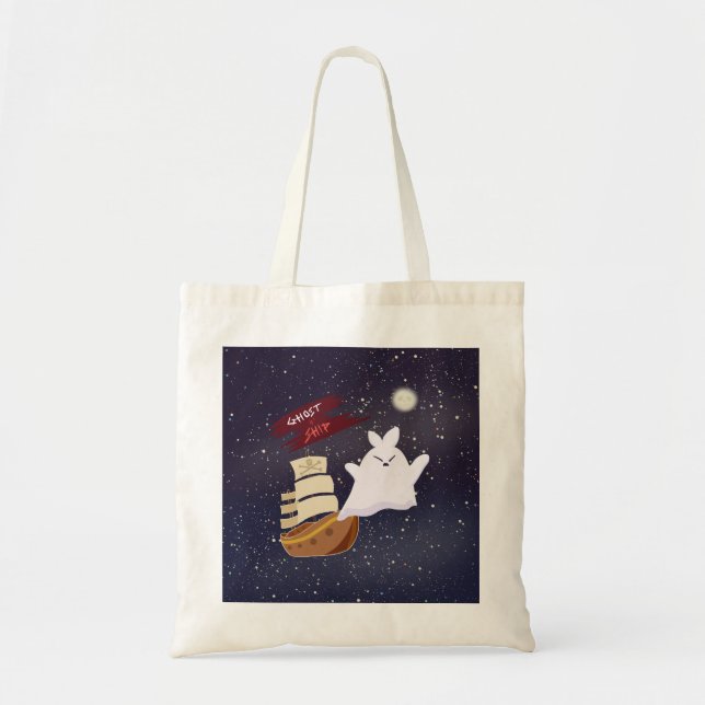 Ghost Ship Spooky Halloween Tote Bag (Front)
