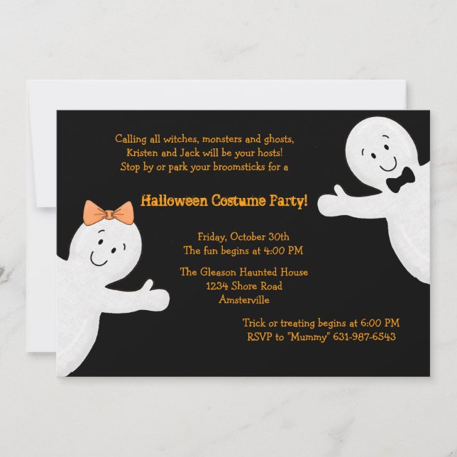 Ghost Siblings Halloween Party Invitation (Front)