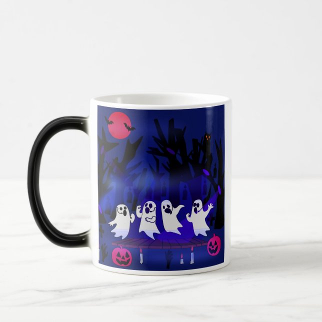 Ghost Singing Contest in Haunted Forest Graveyard Magic Mug (Left)