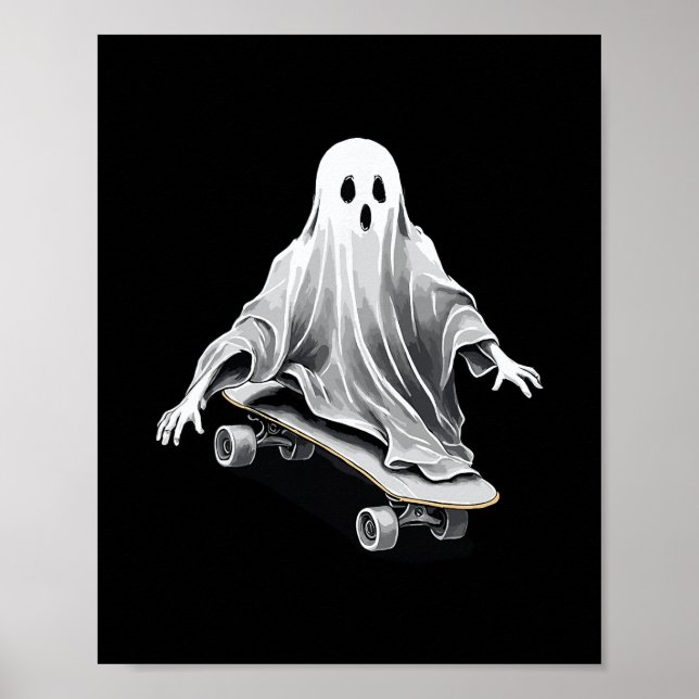 Ghost Skateboard Funny Skateboarding Lazy Hallowee Poster (Front)