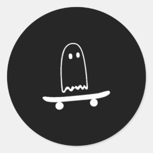 Ghost skateboard lazy funny skateboarding classic round sticker