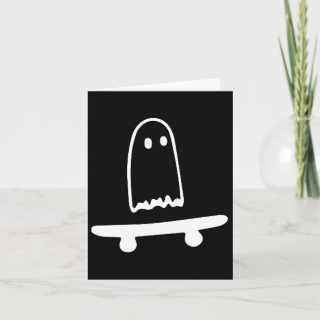 Ghost Skateboard Lazy Halloween Costume Fun Skateb Card (Front)