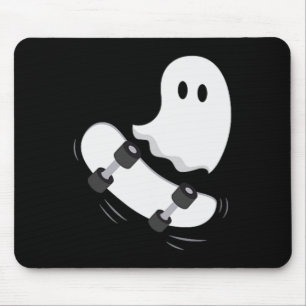 Ghost Skateboard Lazy Halloween Costume Fun Skateb Mouse Pad