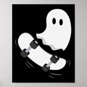 Ghost Skateboard Lazy Halloween Costume Fun Skateb Poster
