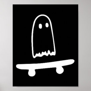 Ghost Skateboard Lazy Halloween Costume Fun Skateb Poster