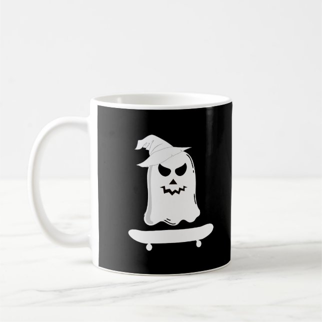 Ghost Skateboard Lazy Halloween Costume Funny Coffee Mug (Left)