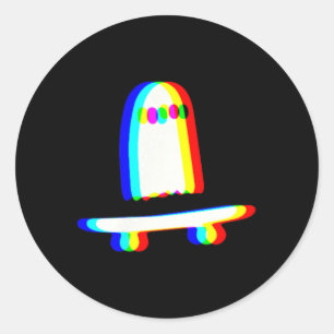 Ghost Skateboard Lazy Halloween Costume Funny Skat Classic Round Sticker