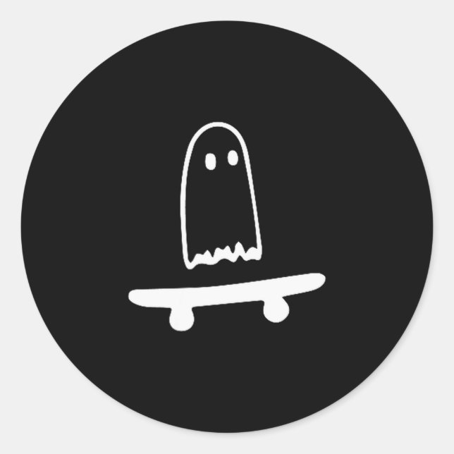 Ghost Skateboard Lazy Halloween Costume Funny Skat Classic Round Sticker (Front)