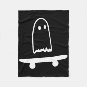 Ghost Skateboard Lazy Halloween Costume Funny Skat Fleece Blanket
