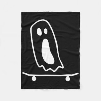 Ghost Skateboard Lazy Halloween Costume Funny Skat Fleece Blanket