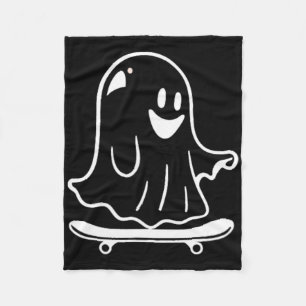 Ghost Skateboard Lazy Halloween Costume Funny Skat Fleece Blanket