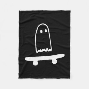 Ghost Skateboard Lazy Halloween Costume Funny Skat Fleece Blanket