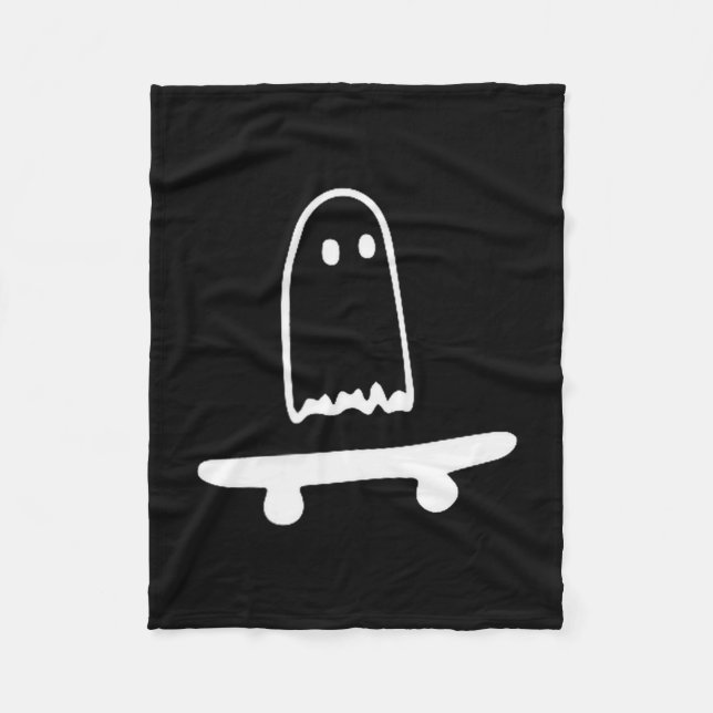 Ghost Skateboard Lazy Halloween Costume Funny Skat Fleece Blanket (Front)