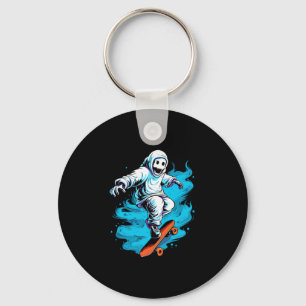 Ghost Skateboard Lazy Halloween Costume Funny Skat Key Ring