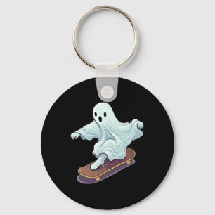 Ghost Skateboard Lazy Halloween Costume Funny Skat Key Ring