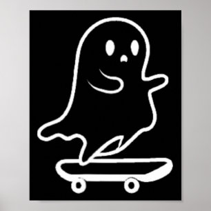 Ghost Skateboard Lazy Halloween Costume Funny Skat Poster