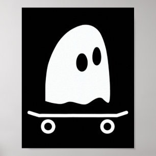 Ghost Skateboard Lazy Halloween Costume Funny Skat Poster