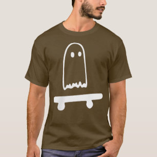 Ghost Skateboard Lazy Halloween Costume Funny Skat T-Shirt