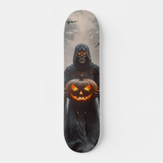 Ghost Skateboard with Pumpkin
